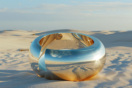 a ring in the desert with sand dunesの素材