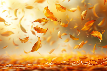 Autumn leaves background with bokeh effect.の素材