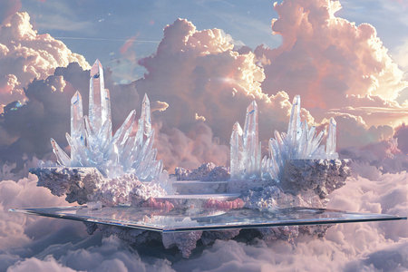 Fantasy landscape with ice and clouds.の素材