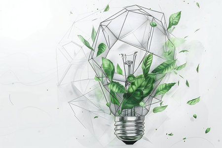 Light bulb with green leaves inside. Eco concept.の素材