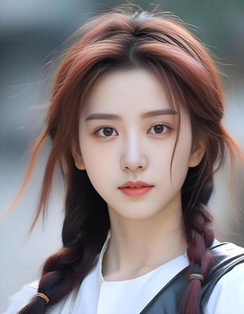 Portrait of thai adult student university uniform beautiful girl relax and smileの素材