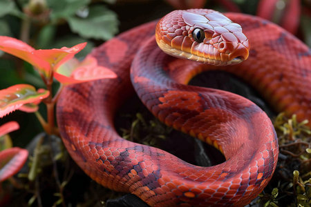 Close-up of a red water snake (Ptyas mucosa)の素材