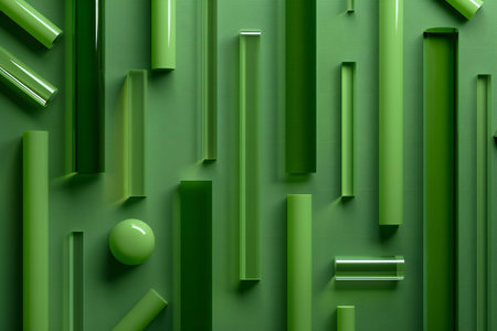 Abstract background with green geometric shapes.の素材