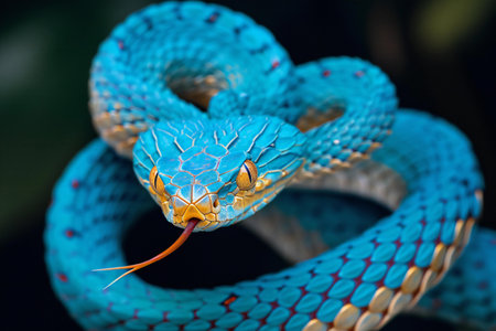 Close-up of the head of a blue snake, Thailand.の素材