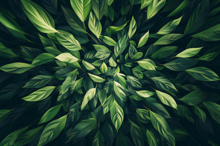 Top view of green leaves background, nature concept.の素材