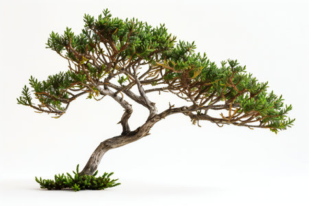 bonsai tree isolated on white background, Japanese juniper (Juniperus japonica)の素材