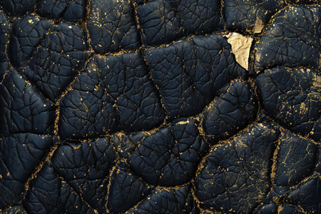 Black leather texture with gold paint. Abstract background and texture for design.の素材