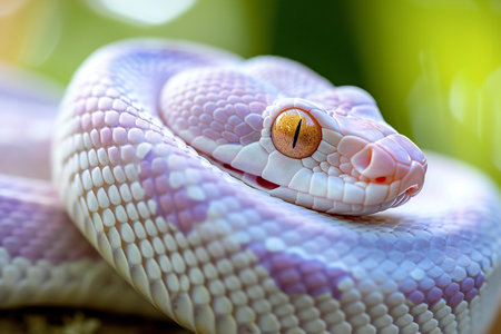 Close up of a purple snake, Thailand. (Reticulated python)の素材