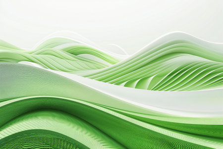 Abstract green wavy background. 3d rendering, 3d illustration.の素材
