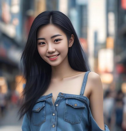 Portrait of beautiful asian woman in the city, asiaの素材