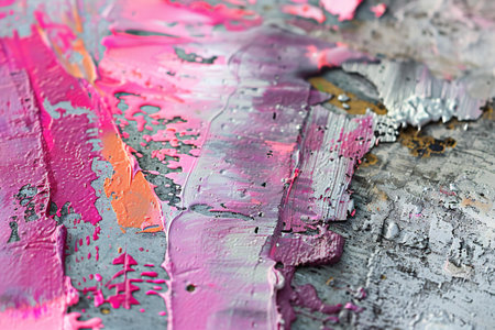 abstract oil painting on canvas with pink and blue colors, closeupの素材