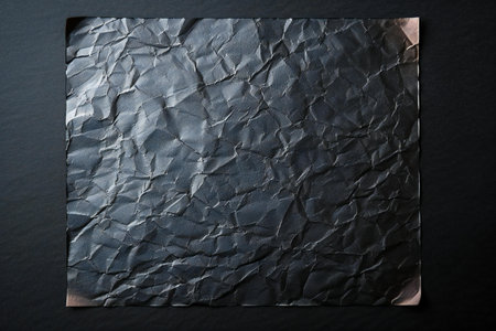 Black crumpled paper sheet as a background. Toned.の素材