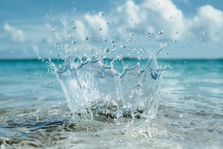 splashes of water on the background of the caribbean seaの素材