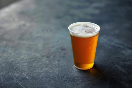 Glass of beer on a dark background. Beer in a glass.の素材