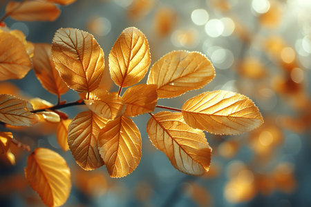 Beautiful autumn leaves on blurred background with bokeh effect.の素材