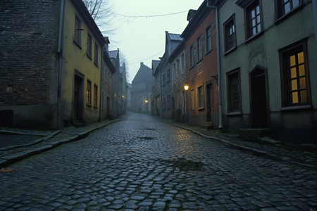 Old street in the old town of Tallinn, Estonia at nightの素材