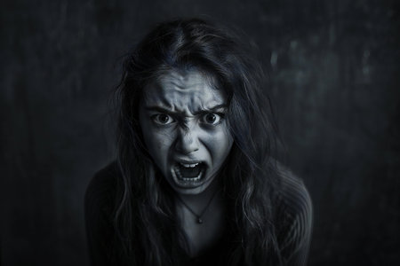 Scary woman in haunted house, halloween concept, horrorの素材