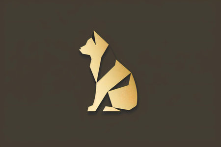 Golden cat silhouette on a dark background. Vector illustration for your designの素材