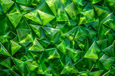 Abstract green crystal background. Polygonal pattern. 3d renderの素材