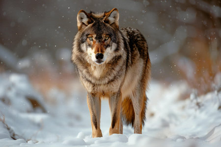 Grey wolf (Canis lupus) in winter forest.の素材