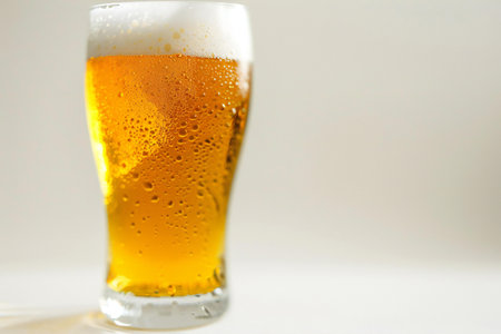 Glass of beer with foam on a white background. Close-up.の素材