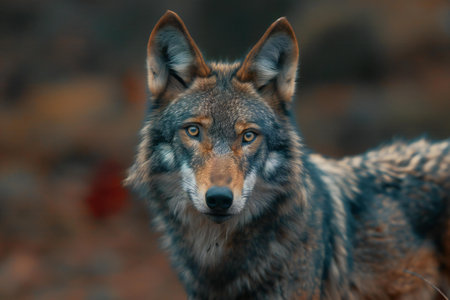 Portrait of a gray wolf (Canis lupus)の素材