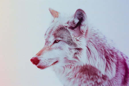 Portrait of a wolf on a white background. Toned.の素材