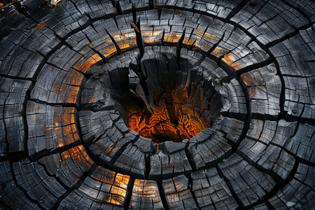 Wooden background with an old log in the shape of a circleの素材