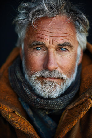 Portrait of a handsome senior man with grey beard and mustache.の素材