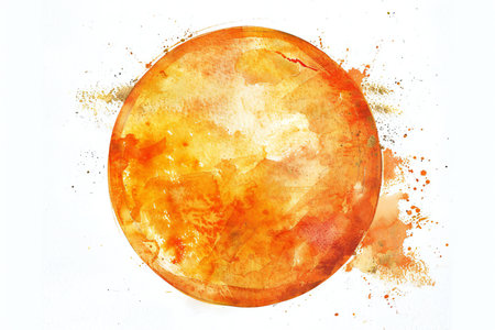 Watercolor painted circle on white paper. Abstract watercolor background.の素材