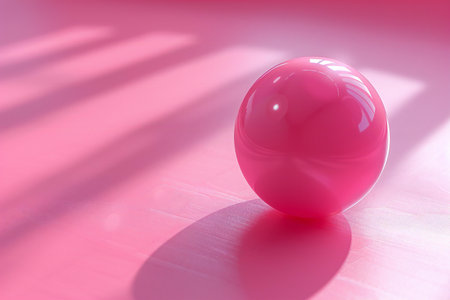 Pink ball on a pink background with shadow. 3d render.の素材