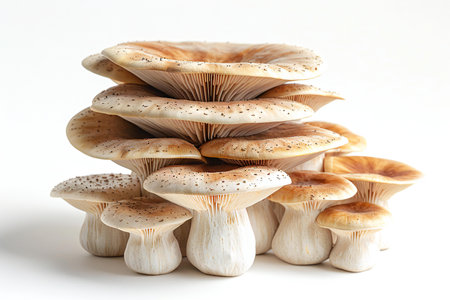 Mushroom Pleurotus ostreatus on white backgroundの素材