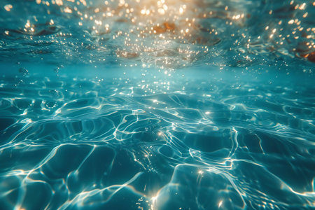 Water surface with bokeh and sun light. Abstract background.の素材
