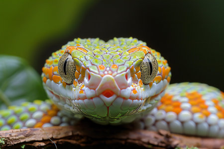 Another snakes photo with branches and green green hairの素材