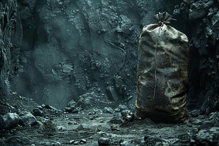 Featuring a hops in a sack on dungeonthemed dark backgroundの素材