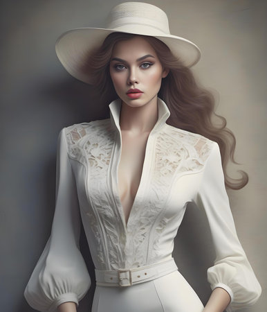 Alluring woman wearing high fashion clothes, high quality portrait, isolated on a backgroundの素材