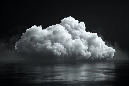 Illustration of black background with white cloud. isolated elementの素材