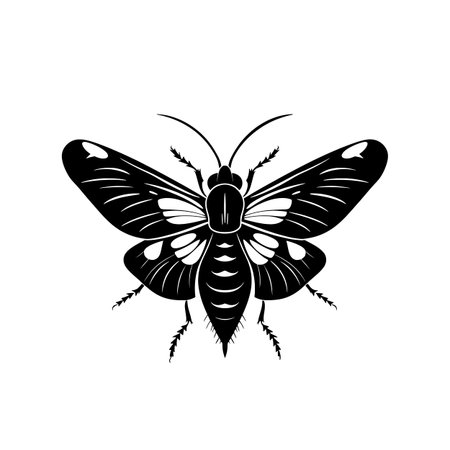 Black silhouette of a butterfly on a white background. Vector illustration.のイラスト素材