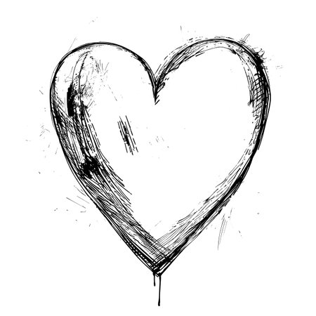 Hand drawn heart on white background. Valentines day vector illustration.のイラスト素材