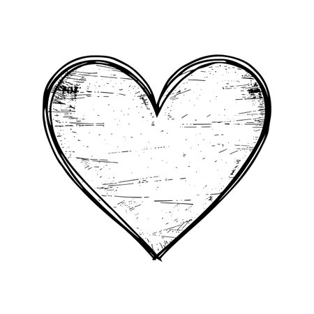 Hand drawn heart isolated on white background. Vector illustration in sketch style.のイラスト素材