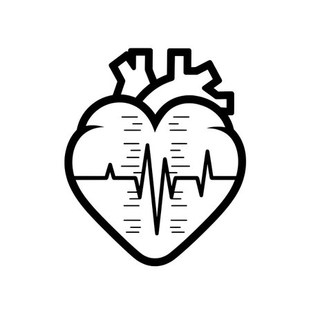 Simple heart with an ECG line inside, representing health and vitalityのイラスト素材