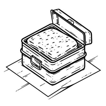 Icon of open lunch box, illustrationのイラスト素材