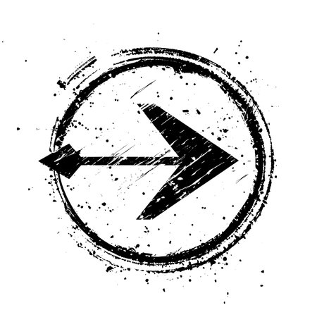 Stunning Simple black arrow in circle, illustration, white background, simple design, bold outlines.のイラスト素材