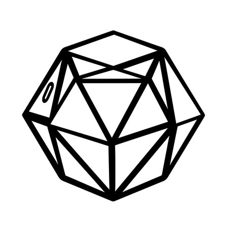Showing Simple line drawing of an isometric d20 dieのイラスト素材