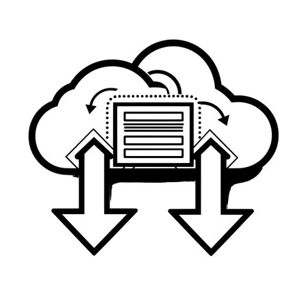 Clouds with arrows and document file icon in simple style.のイラスト素材