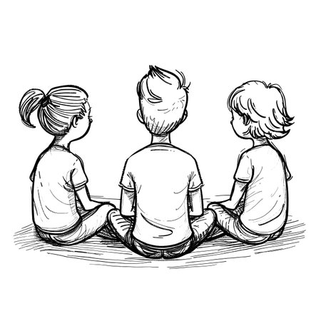 Simple icon of three people sitting around each other having a meeting.のイラスト素材