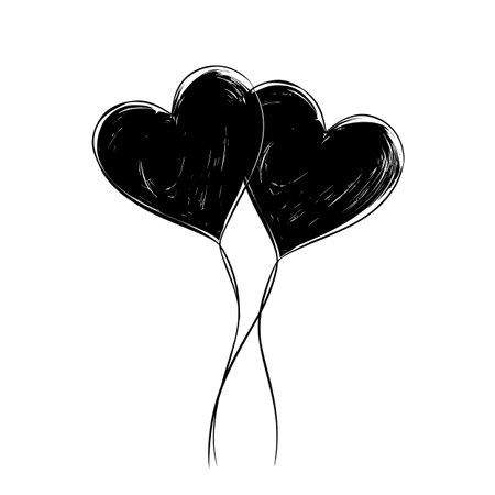 One line love symbol with two hearts in minimalist style.のイラスト素材