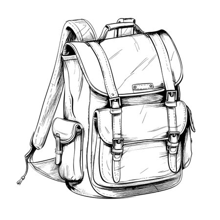 Stunning Simple single line drawing of a backpack.のイラスト素材