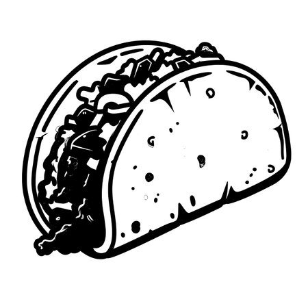 Line art icon of an open soft tacoのイラスト素材
