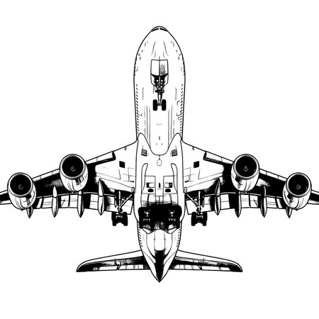 Airplane icon, lineal illustration on white background.のイラスト素材